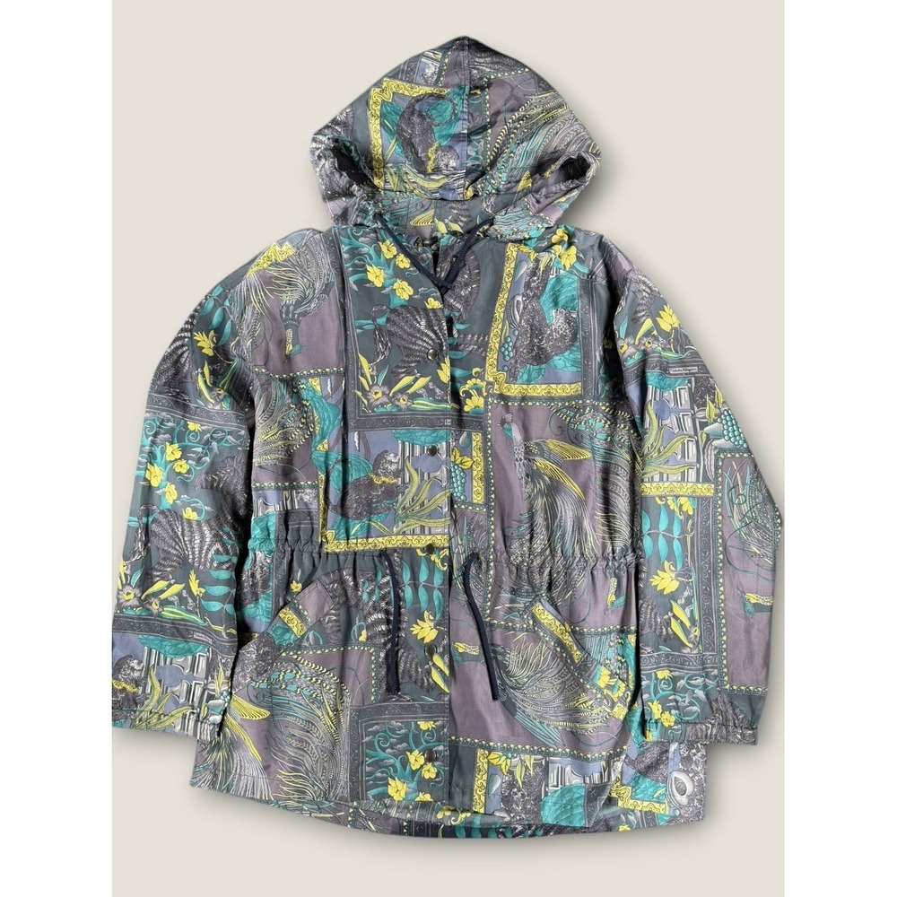 Salvatore Ferragamo Poly Windbreaker Jacket OS Animal Print Safari Made Italy